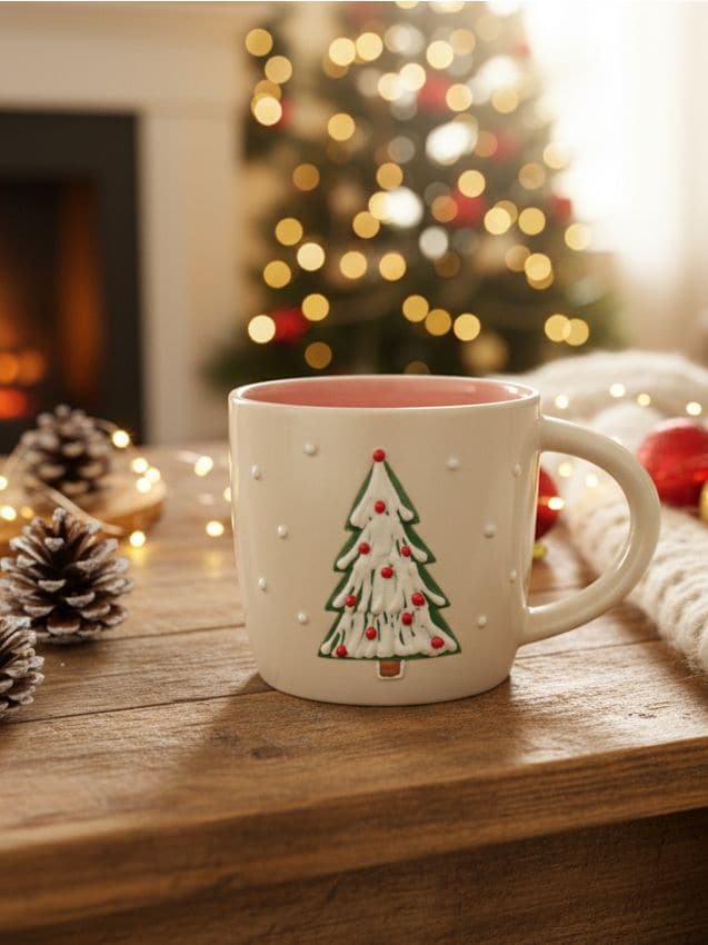 Sinsay - Vianočný hrnček s motívom vianočného stromčeka - zelená