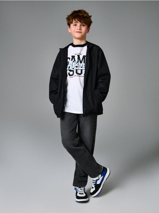 Sinsay - Jeansy straight z efektem sprania - szary