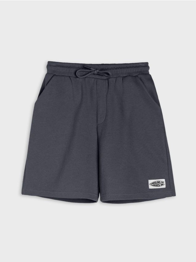 Sinsay - Szorty loose fit z dzianiny waflowej - szary