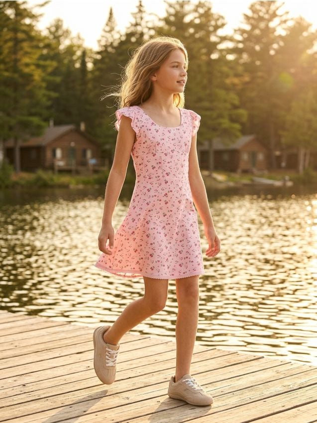 Sinsay - Rochie din viscoză cu bretele, cu motiv de frăguțe - altele