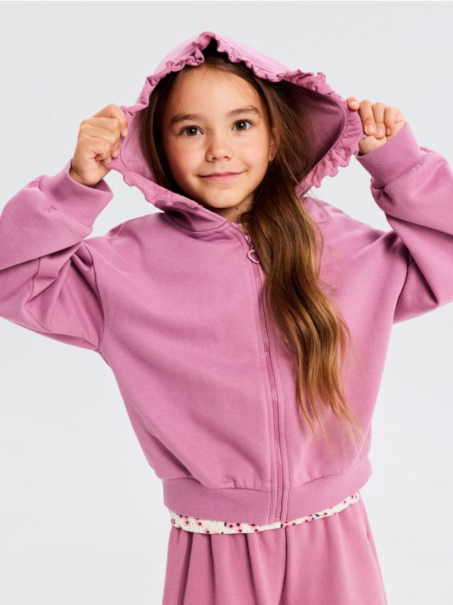 Top da jogging con zip e cappuccio - uva