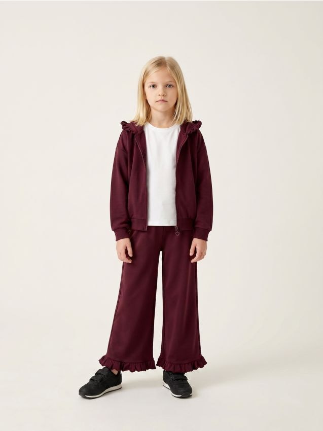 Top da jogging con zip e cappuccio - mogano