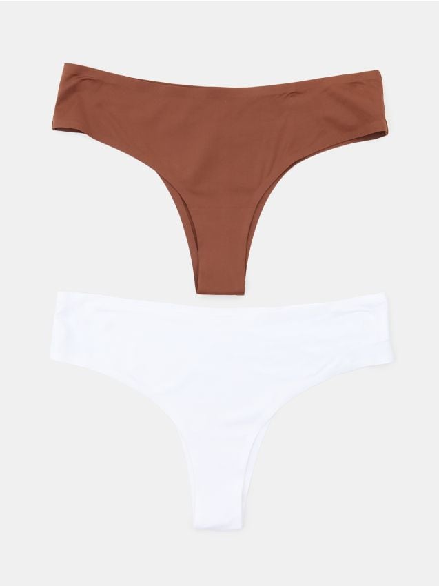Sinsay - Bezszwowe majtki brazilian 2 pack - biały