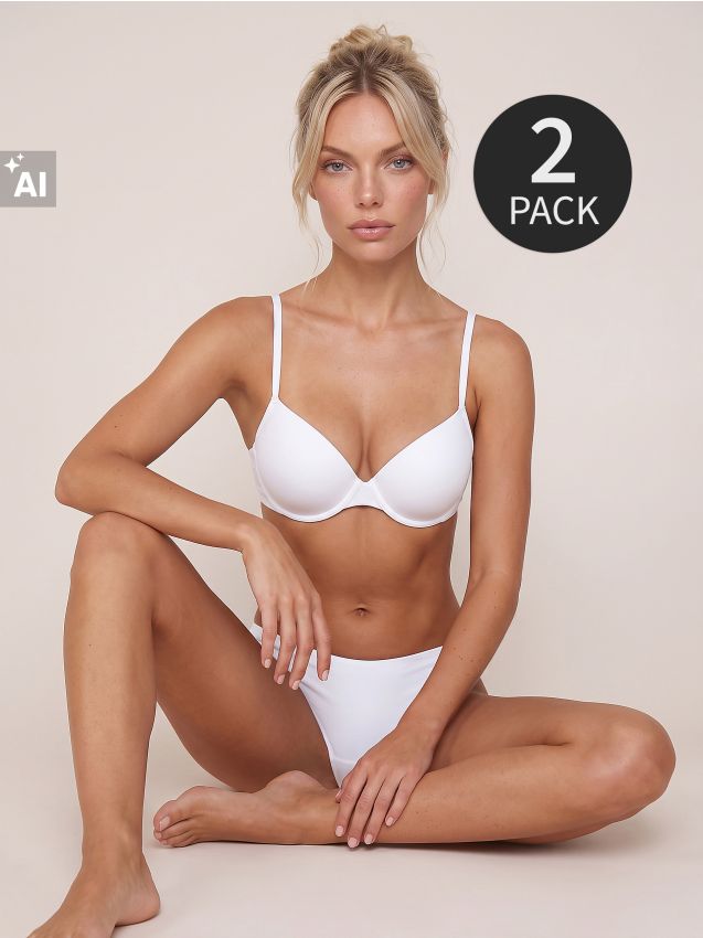 Sinsay - Chiloți brazilieni fără cusături 2-pack - alb
