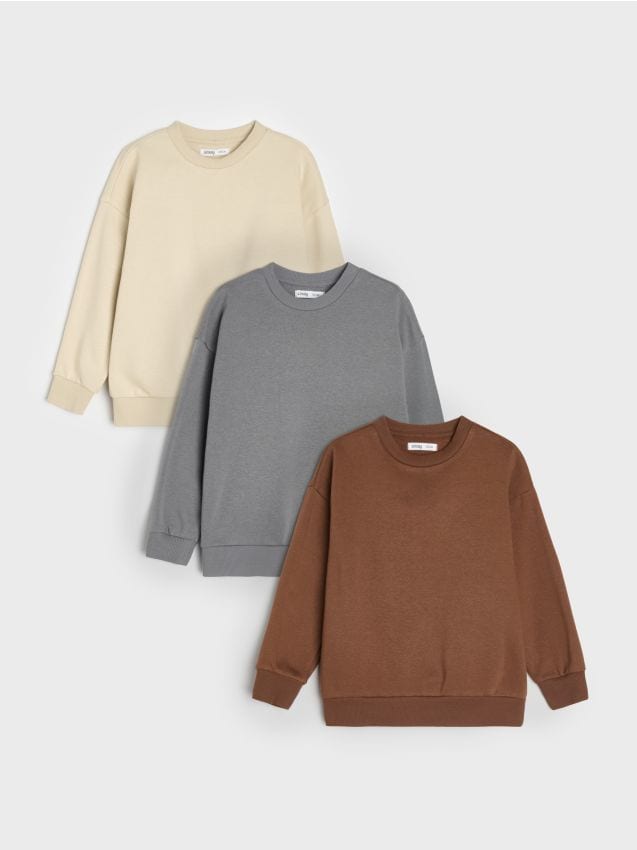 Sinsay - Hanorace crewneck din amestec de bumbac 3 pack - altele
