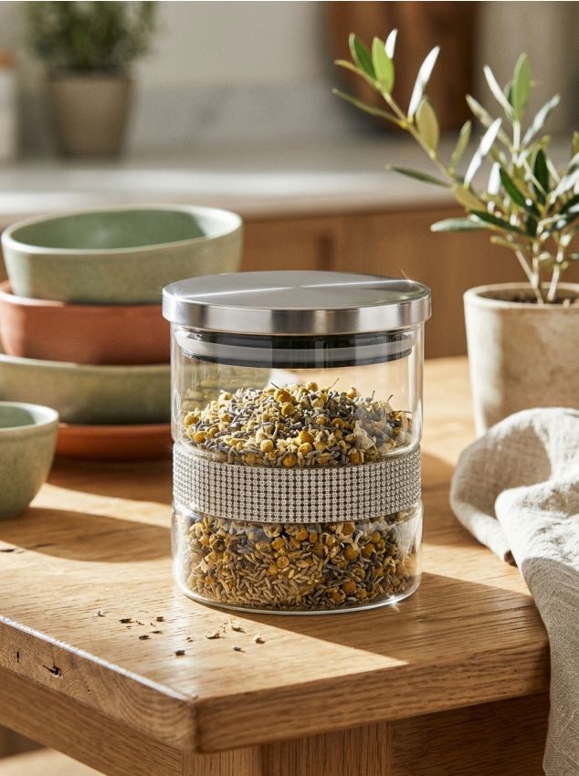 Sinsay - Borcan pentru alimente cu cristale - argintiu