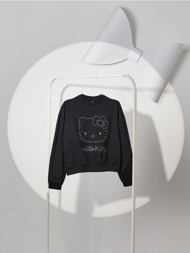 Sinsay - Mikina crewneck Hello Kitty - čierna