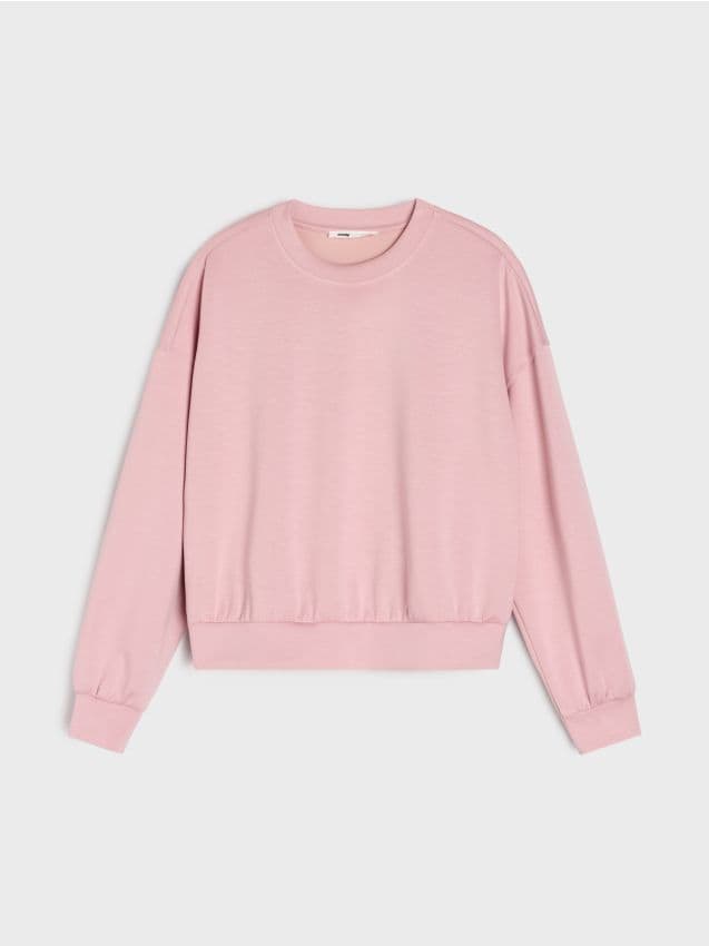 Gładka bluza z długim rękawem soft touch - SINSAY