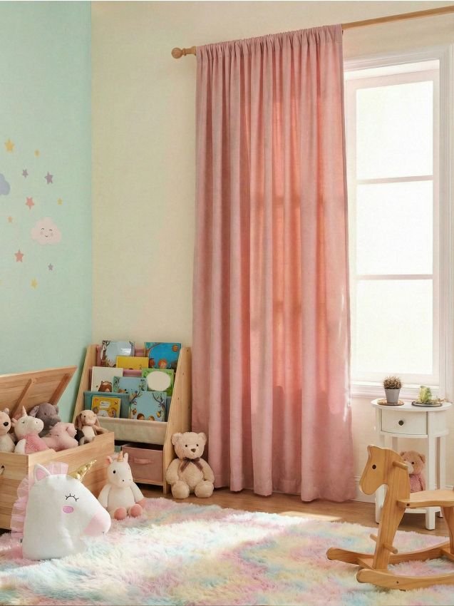 Sinsay - Perdea din catifea cu motiv de unicorn - roz-pastel