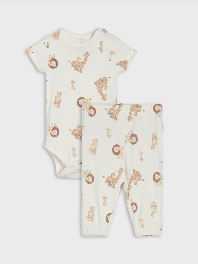 Sinsay - Set: body și pantaloni - crem