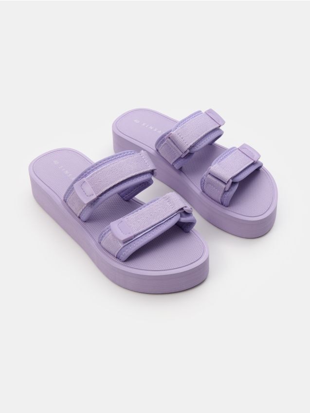 Sinsay - Papuci pe platformă cu barete textile cu velcro - lavand