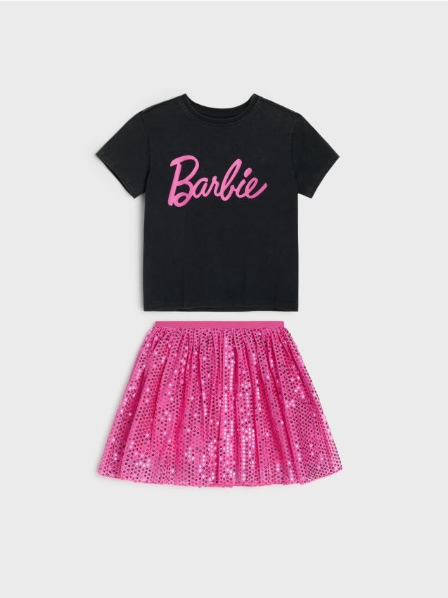 Sinsay - Set din bumbac: tricou și fustă Barbie - multicolor