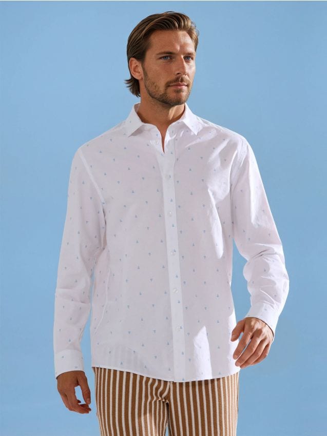 Sinsay - Koszula regular fit we wzory - biały