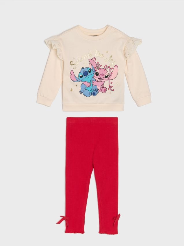 Sinsay - Set bluză și pantaloni sport Stitch - crem