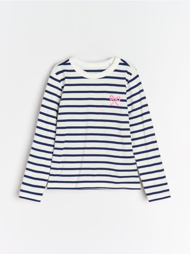 Sinsay - Tricou cu mânecă lungă - bleumarin