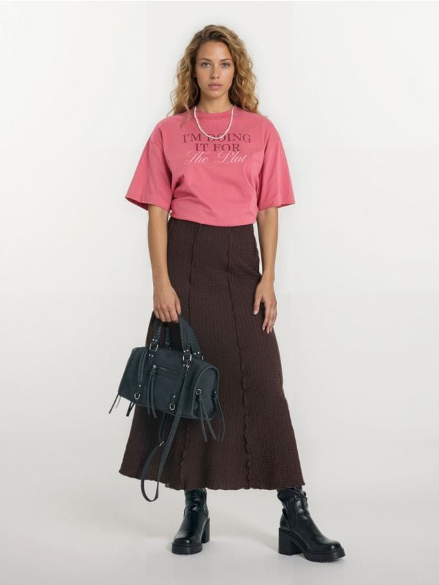 Sinsay - Bawełniana koszulka z napisem - Inny