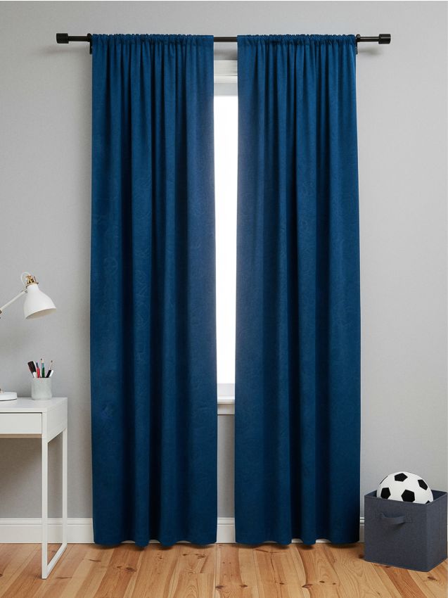 Sinsay - Draperie din catifea cu model embosat de fotbal - bleumarin