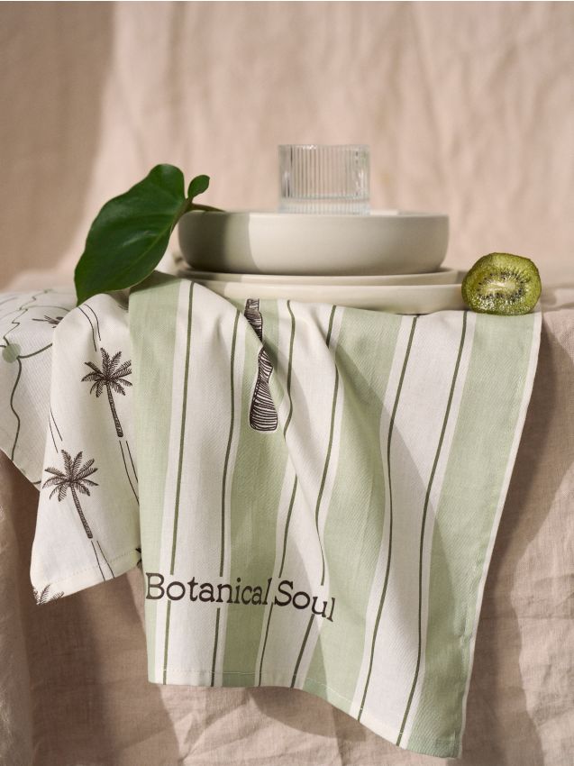 Set di strofinacci da cucina con motivo di palme 3 pack - verde pallido