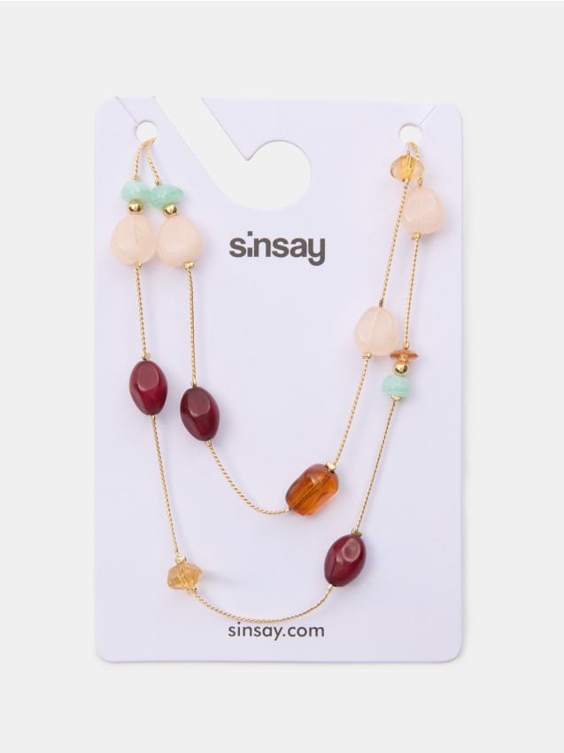 Sinsay - Colier cu pietre multicolore - auriu