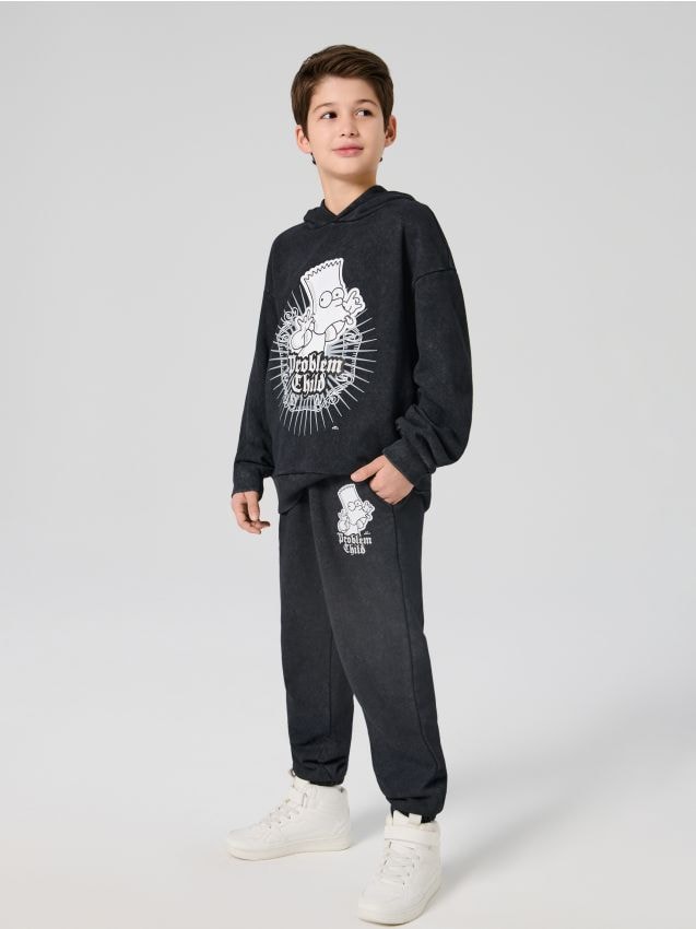 Sinsay - Spodnie z efektem sprania The Simpsons - czarny