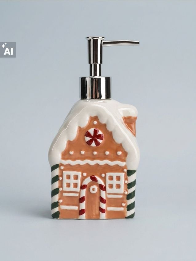 Sinsay - Dozator ceramic de săpun de Crăciun în formă de căsuță din turtă dulce - bej