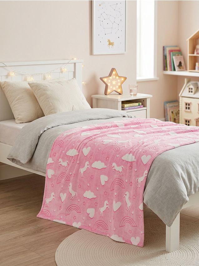 Sinsay - Pătură cu imprimeu fluorescent - roz-fuchsia