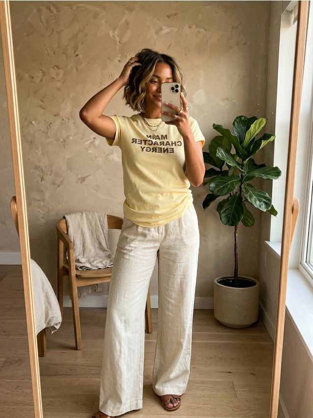 Sinsay - Bawełniana koszulka z napisem - yellow jeans