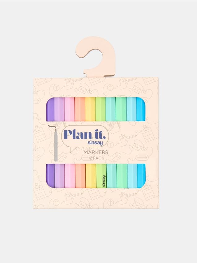Sinsay - Set de markere text 12 pack - multicolor