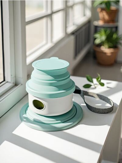 Csomaggal rendelkező összecsukható utazótál kutyáknak