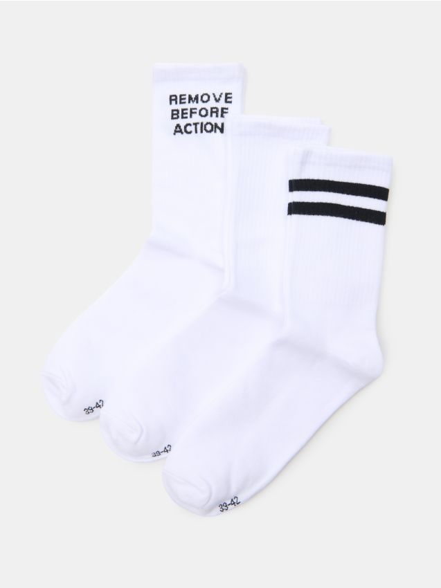 Sinsay - Prążkowane skarpetki 3 pack - biały