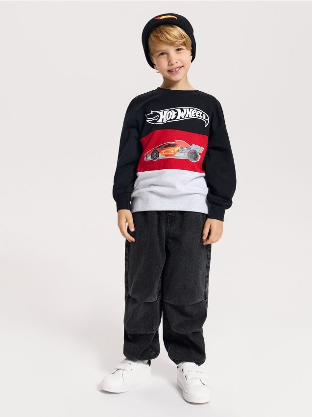 Sinsay - Bluză crewneck cu imprimeu Hot Wheels - negru