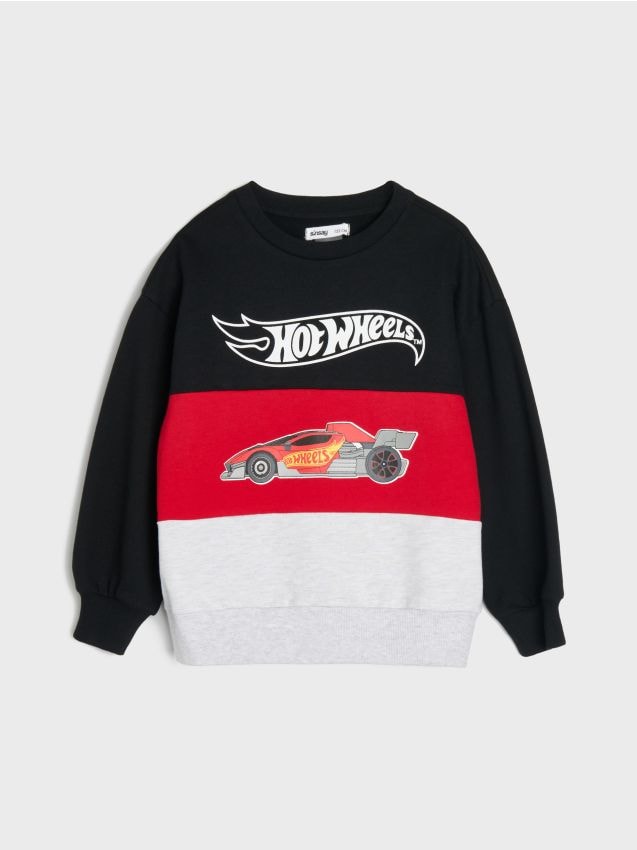 Sinsay - Bluză crewneck cu imprimeu Hot Wheels - negru