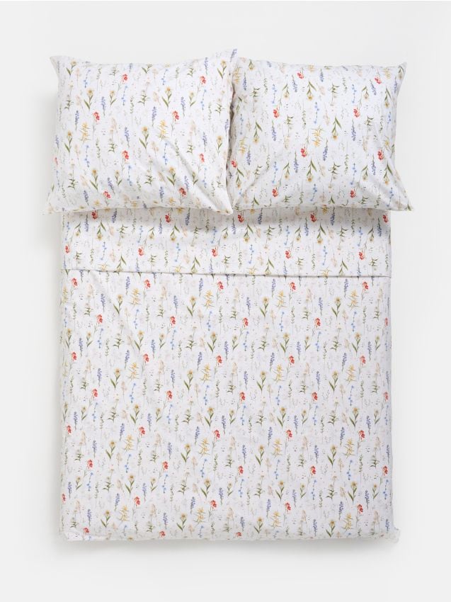 Sinsay - Set de lenjerie de pat din bumbac cu flori - crem