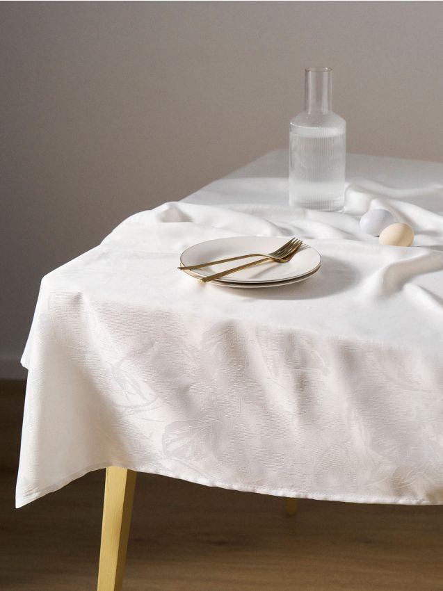 Sinsay - Față de masă cu model floral embosat - alb