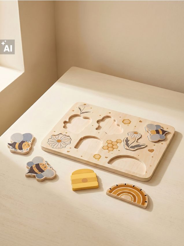 Sinsay - Puzzle cu model de albine și flori - multicolor