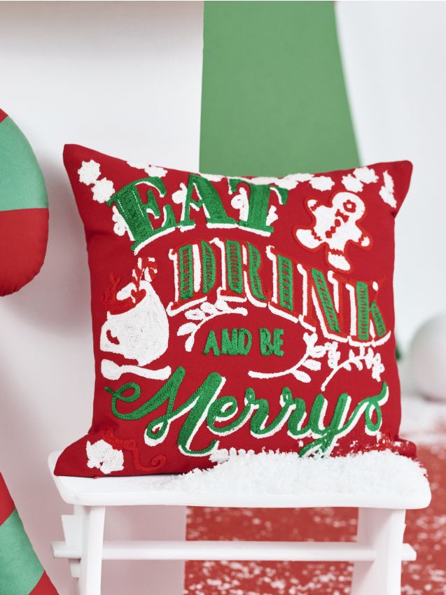 Sinsay - Poťah na vankúš s vianočným nápisom - červená