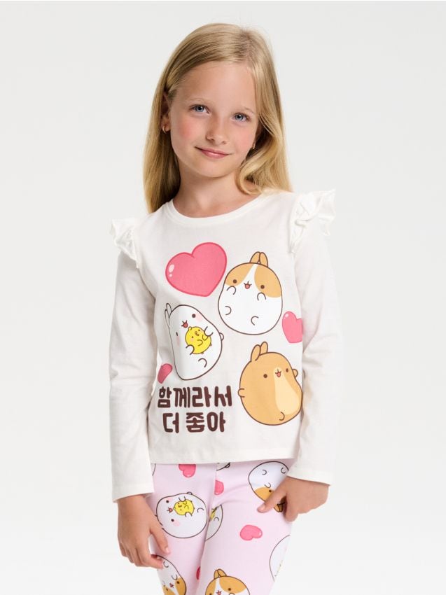 Sinsay - Tricou cu mânecă lungă Molang - crem