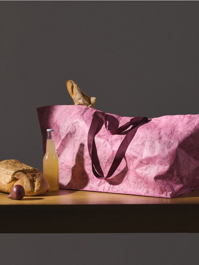 Sinsay - Vzorovaná taška s rúčkami - pastelová ružová