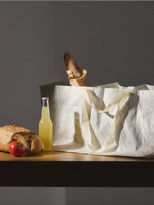 Sinsay - Vzorovaná taška s rúčkami - svetlošedá