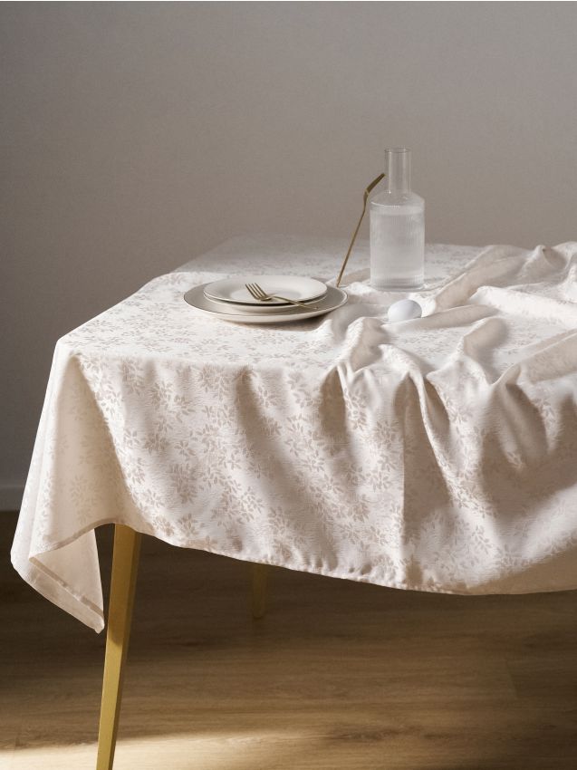 Sinsay - Față de masă cu model vegetal embosat - gri deschis