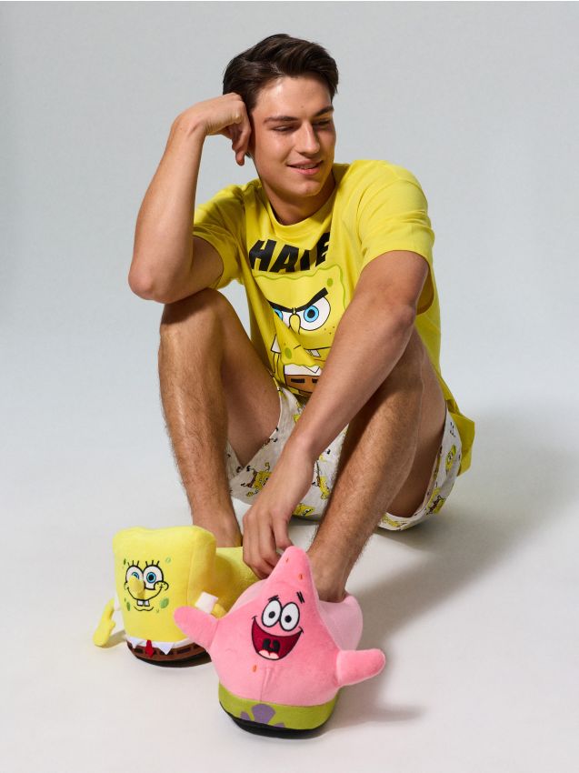 Sinsay - Papuci plușați cu elemente 3D SpongeBob - multicolor
