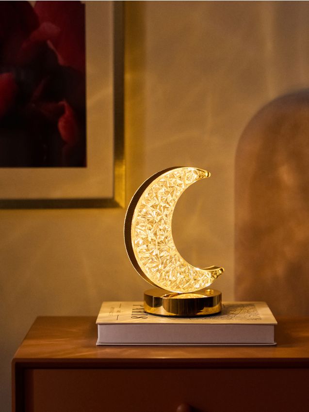Sinsay - Lampă LED decorativă de masă în formă de lună de cristal - auriu
