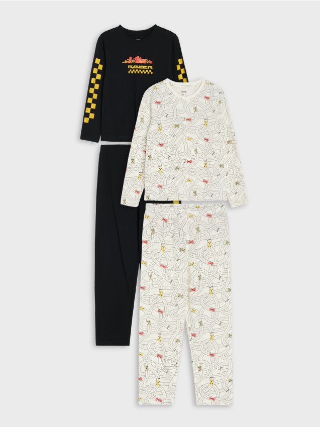Sinsay - Set de 2 pijamale din două piese din bumbac cu motiv de curse - multicolor