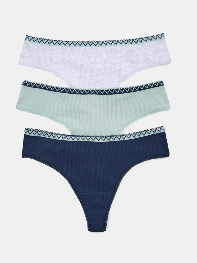 Sinsay - Chiloți tanga din bumbac 3 buc - multicolor
