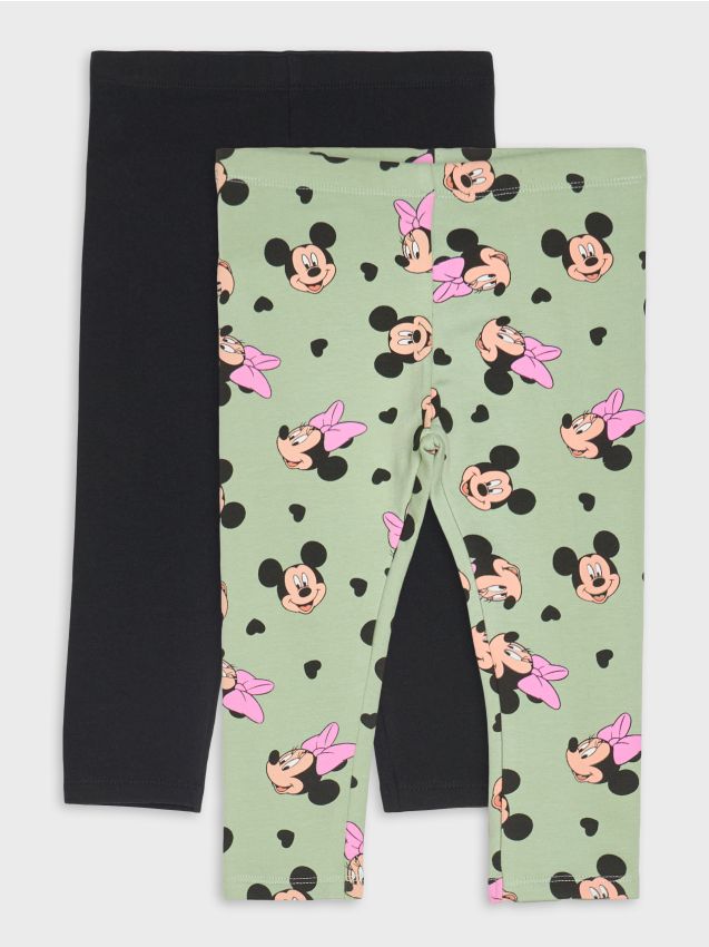 Sinsay - Colanți călduroși 2 pack Minnie Mouse - verde-oliv deschis
