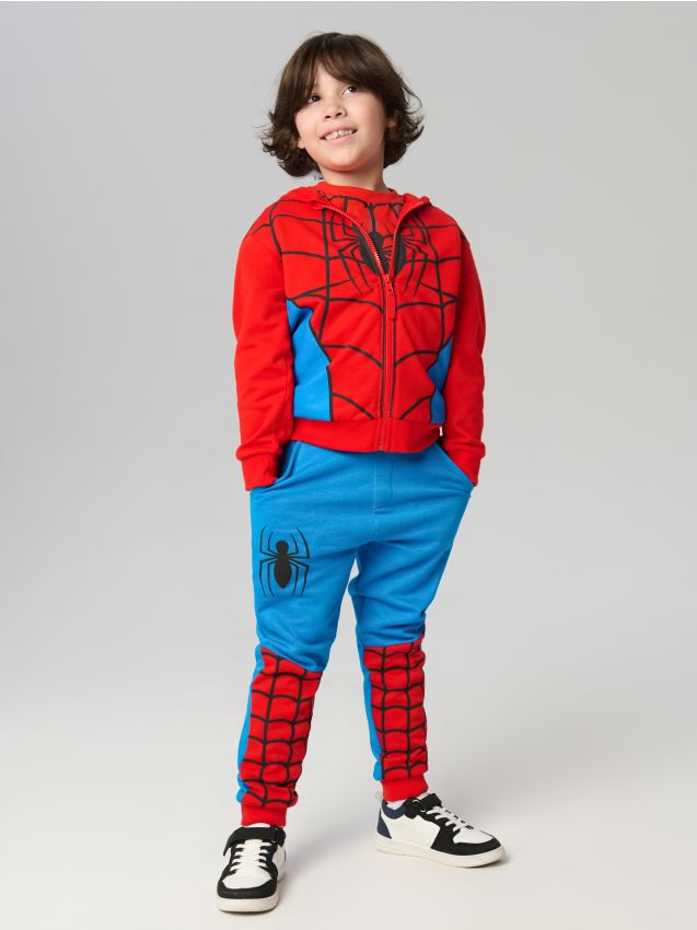 Sinsay - Bawełniany komplet dresowy z nadrukiem Spider-Man - czerwony