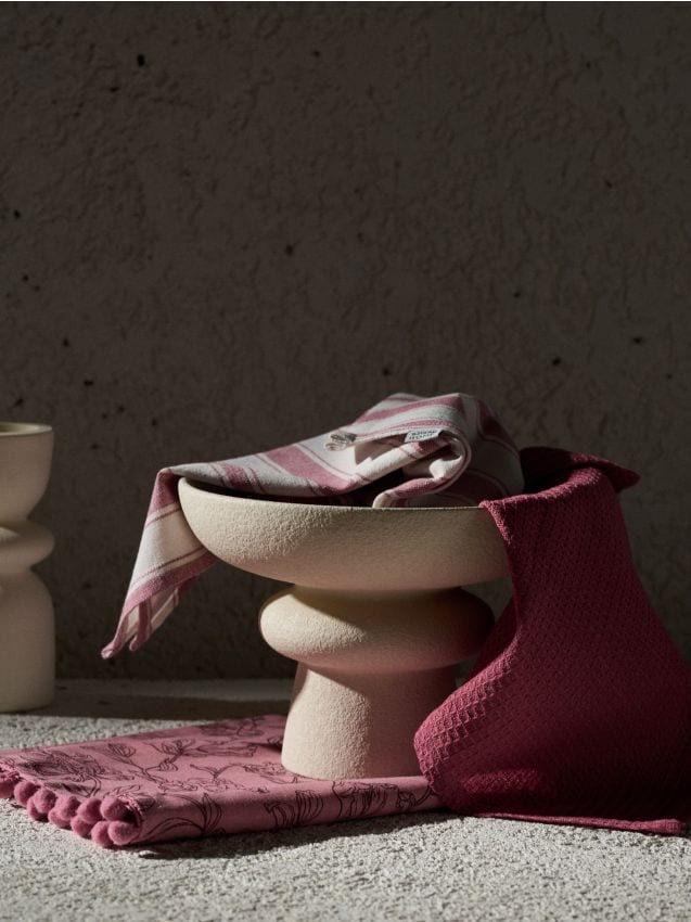 Sinsay - Súprava 3 kuchynských utierok - pastelová ružová