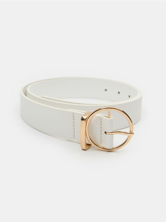 Sinsay - Curea clasică cu cataramă aurie - alb