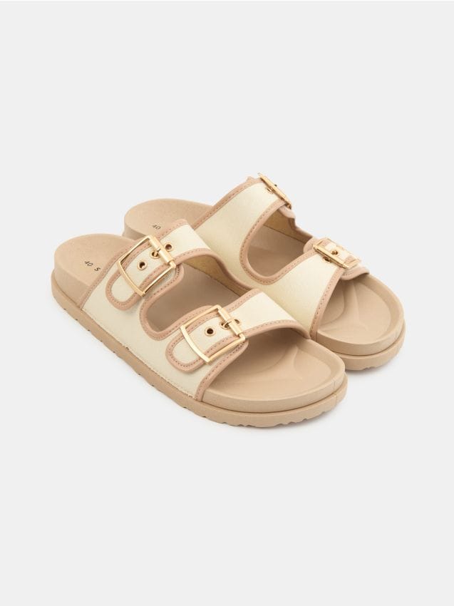 Sinsay - Papuci cu două barete - cafeniu