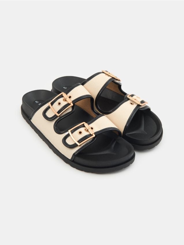 Sinsay - Papuci cu două barete - negru